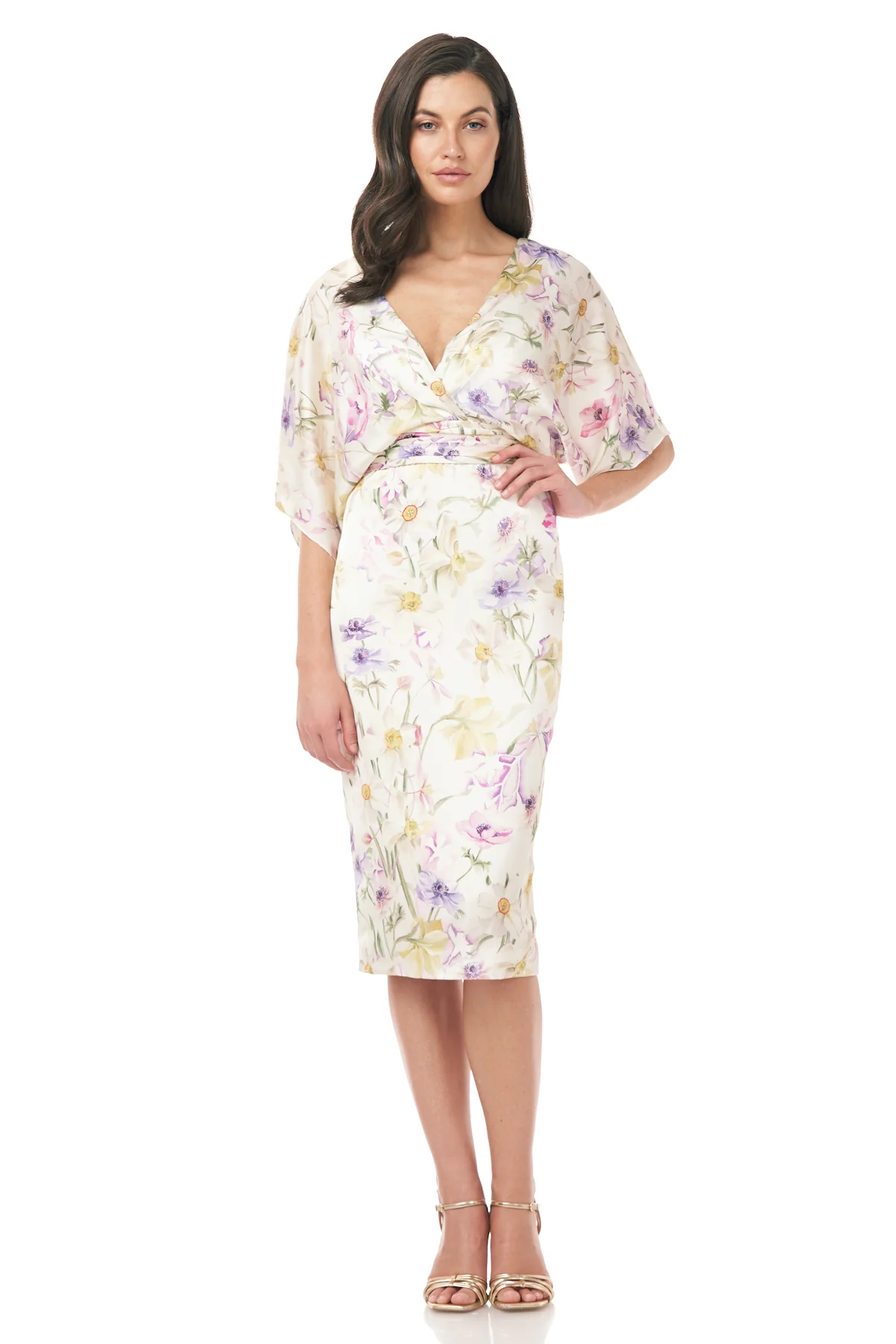 Printed Charmeuse Kimono Dress