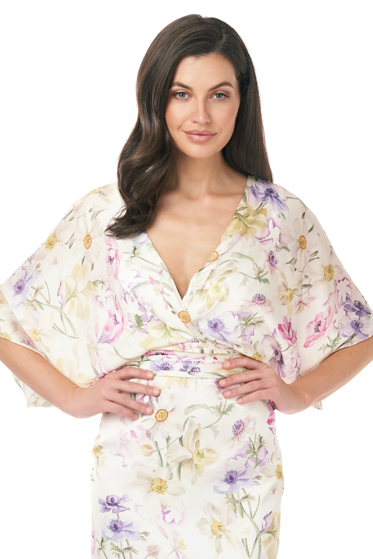 Printed Charmeuse Kimono Dress - Image 4