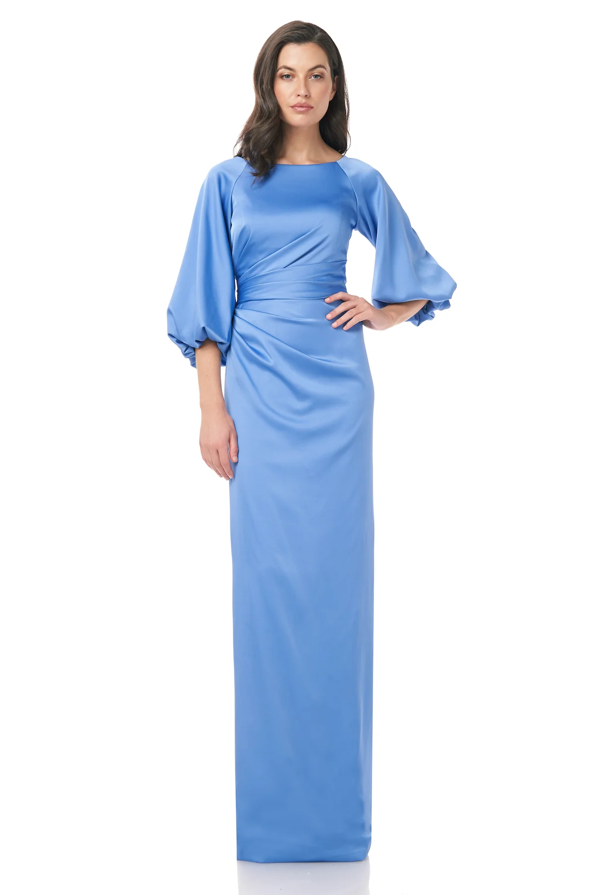 Boatneck Satin Gown
