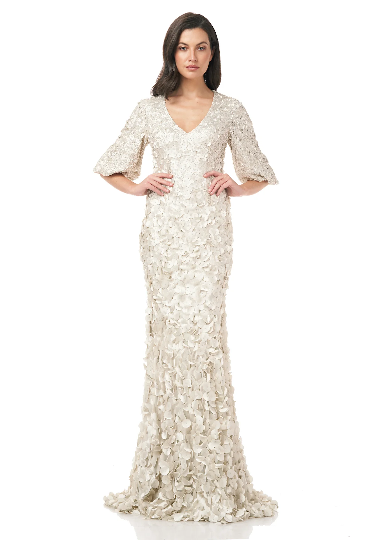 V-Neck Petal Gown