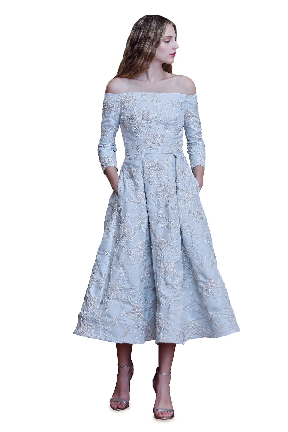 Beaded Tea-Length Cocktail Dress