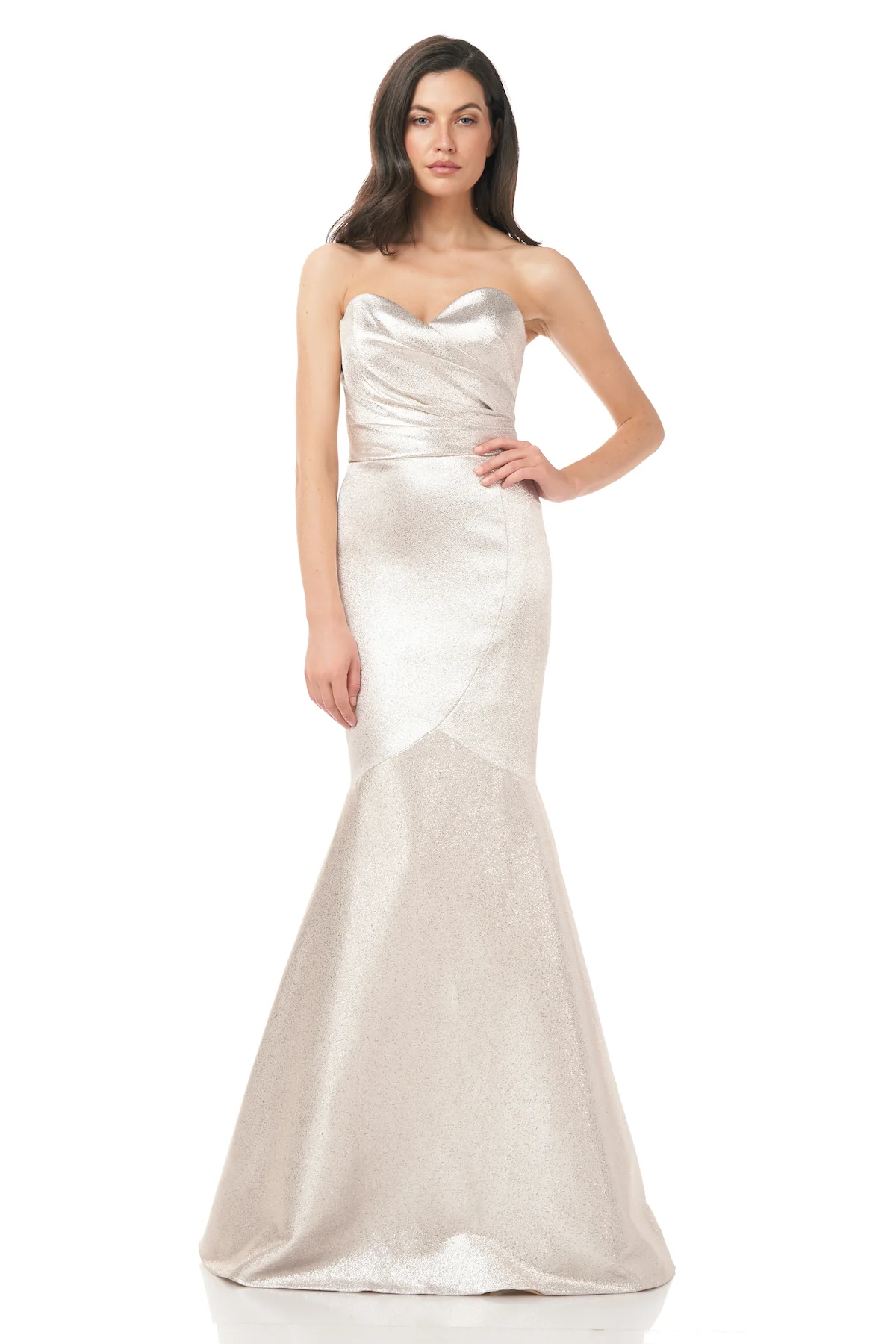 Stapless Metallic Mermaid Gown