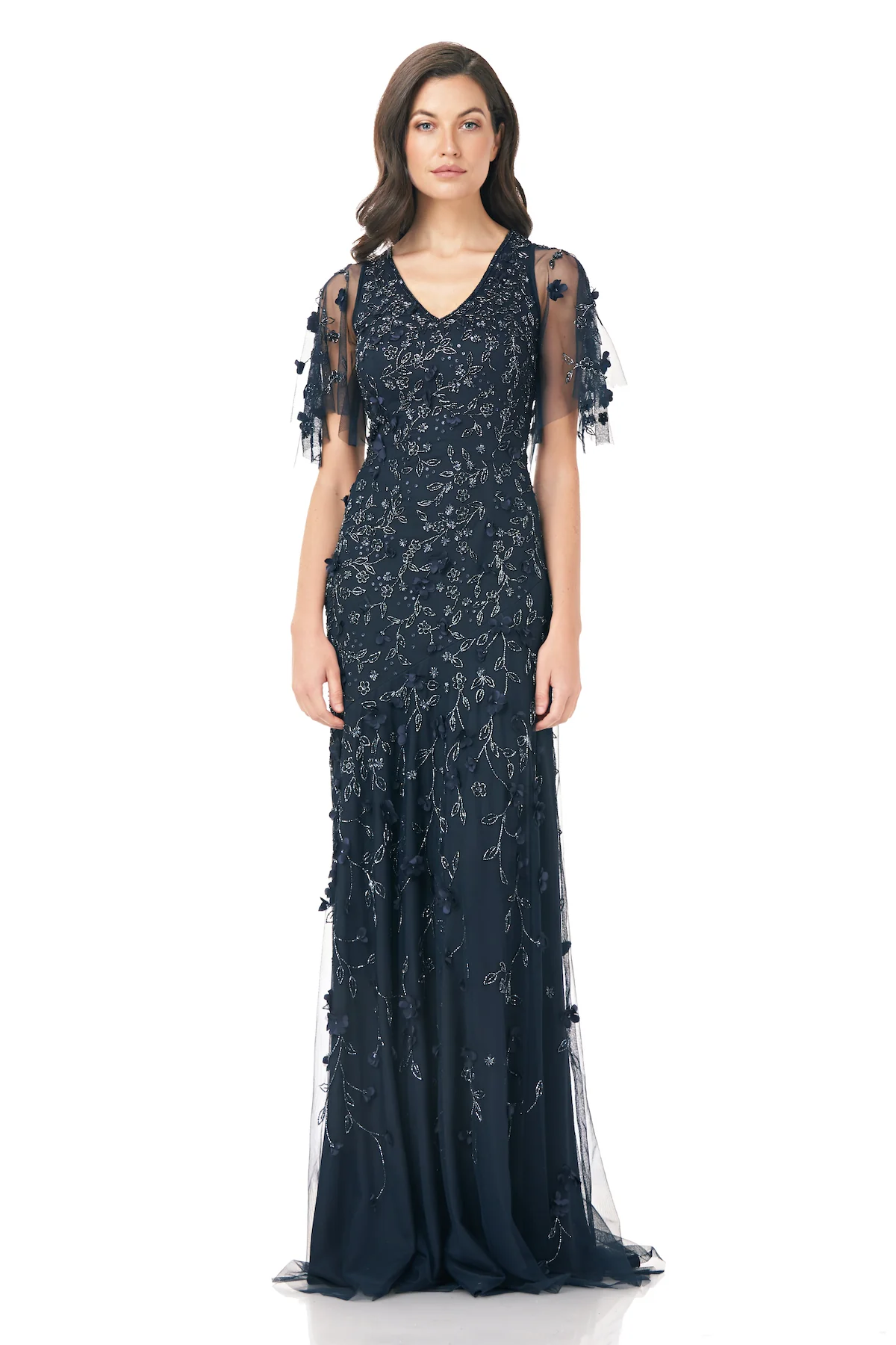 Embroidered Beaded Gown
