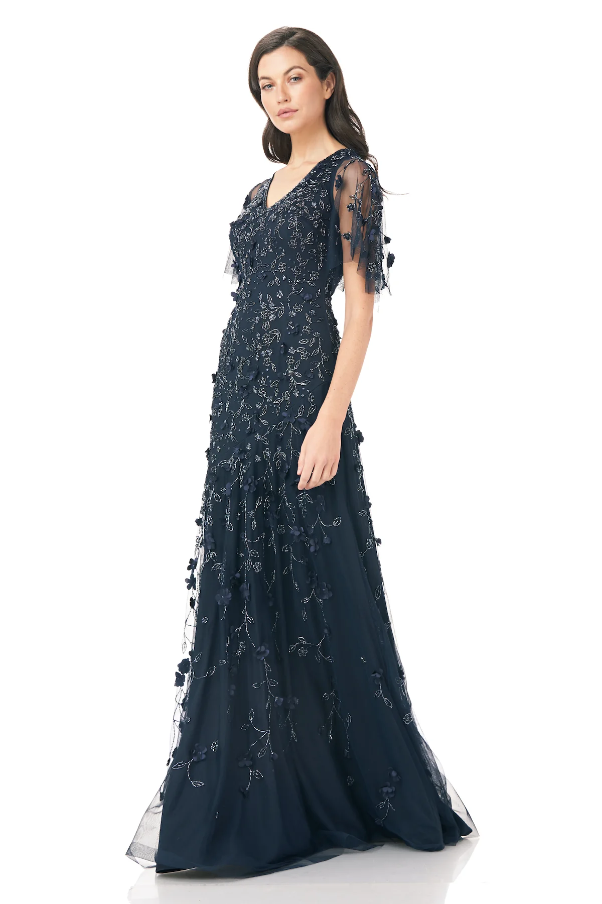 Embroidered Beaded Gown - Image 4
