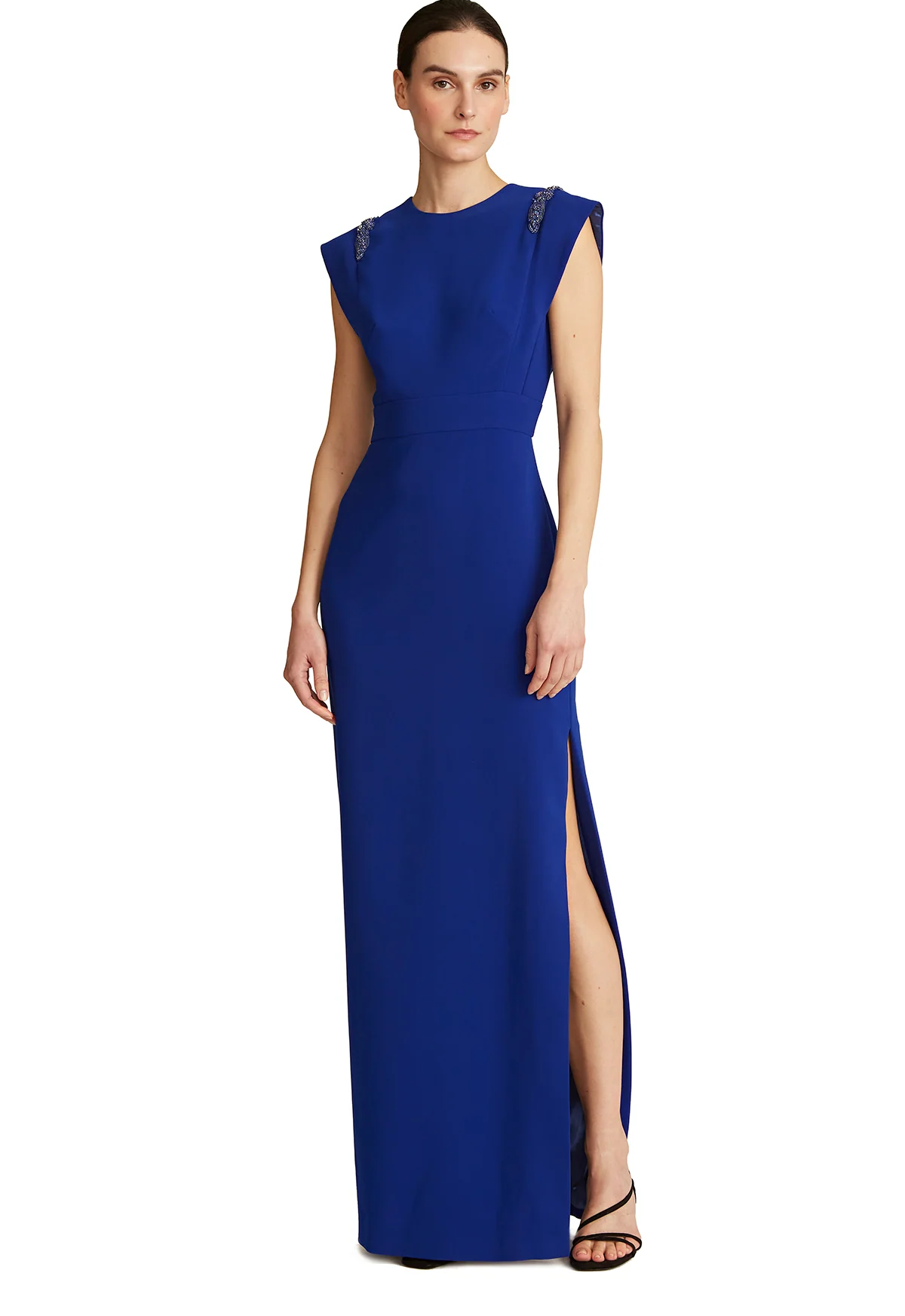 Flange Sleeve Crepe Gown