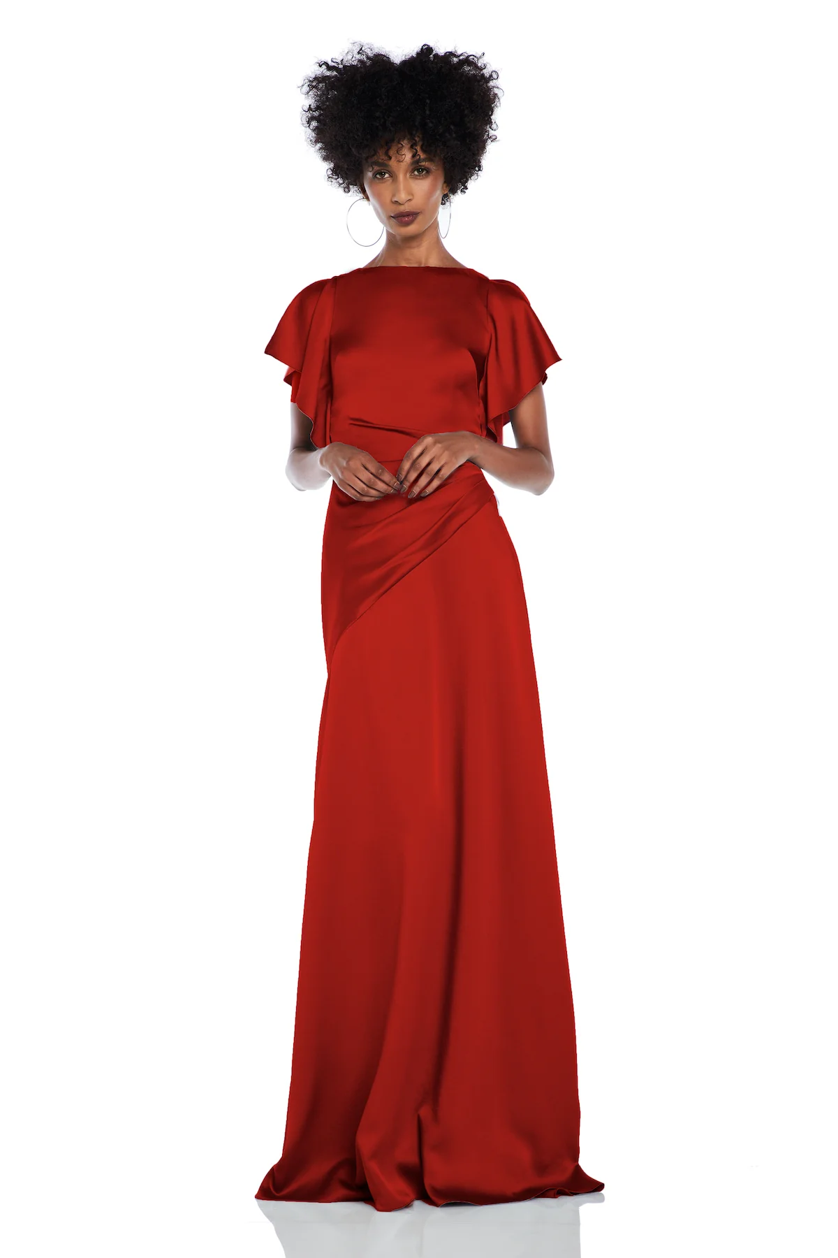 Asymmetrical Ruched Satin Gown