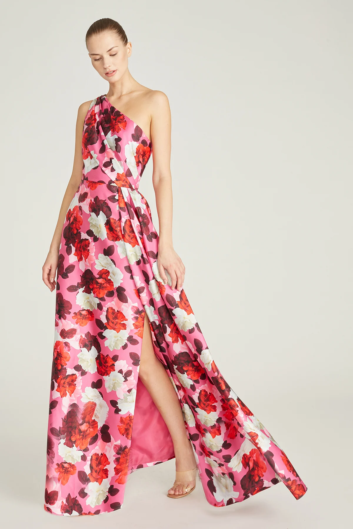 One Shoulder Side Drape Gown