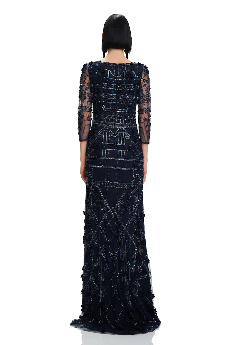 3/4 Sleeve Sequin Gown - Image 2