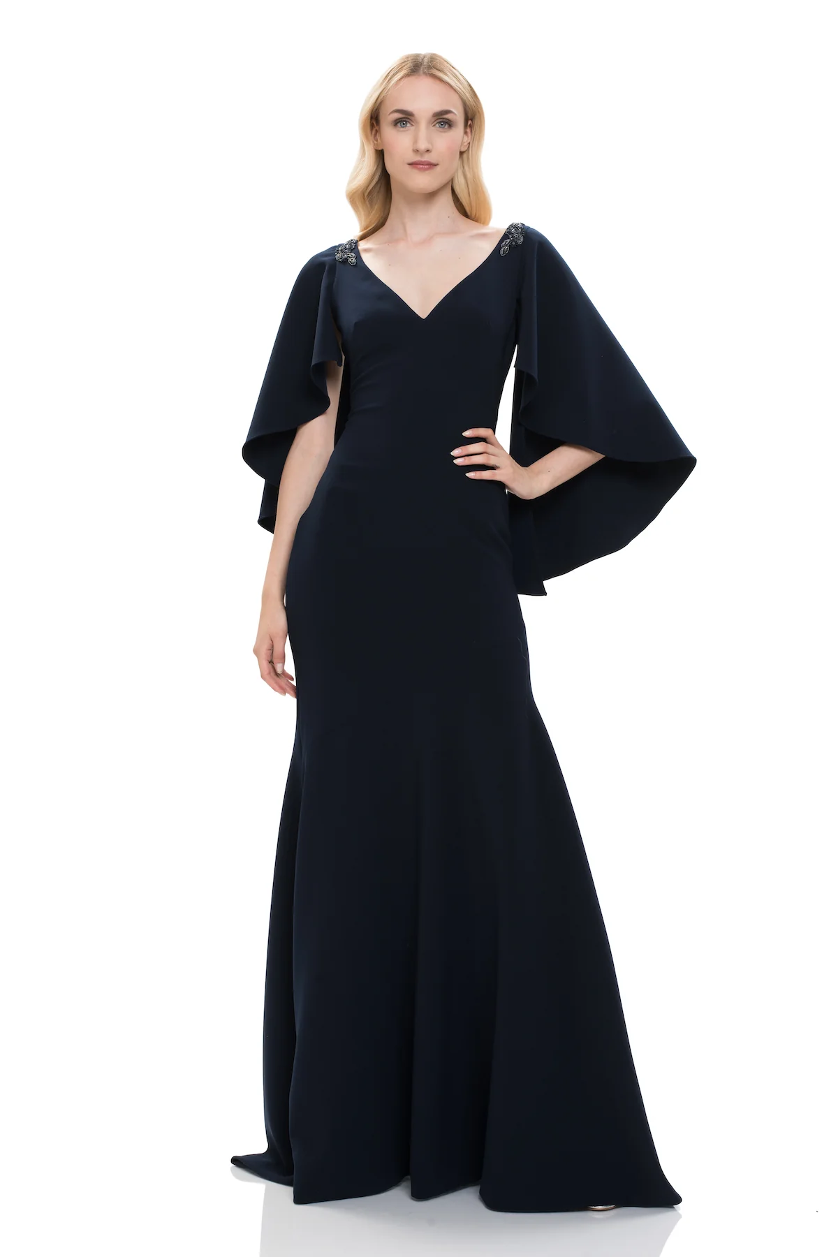 Cape Sleeve Mermaid Gown