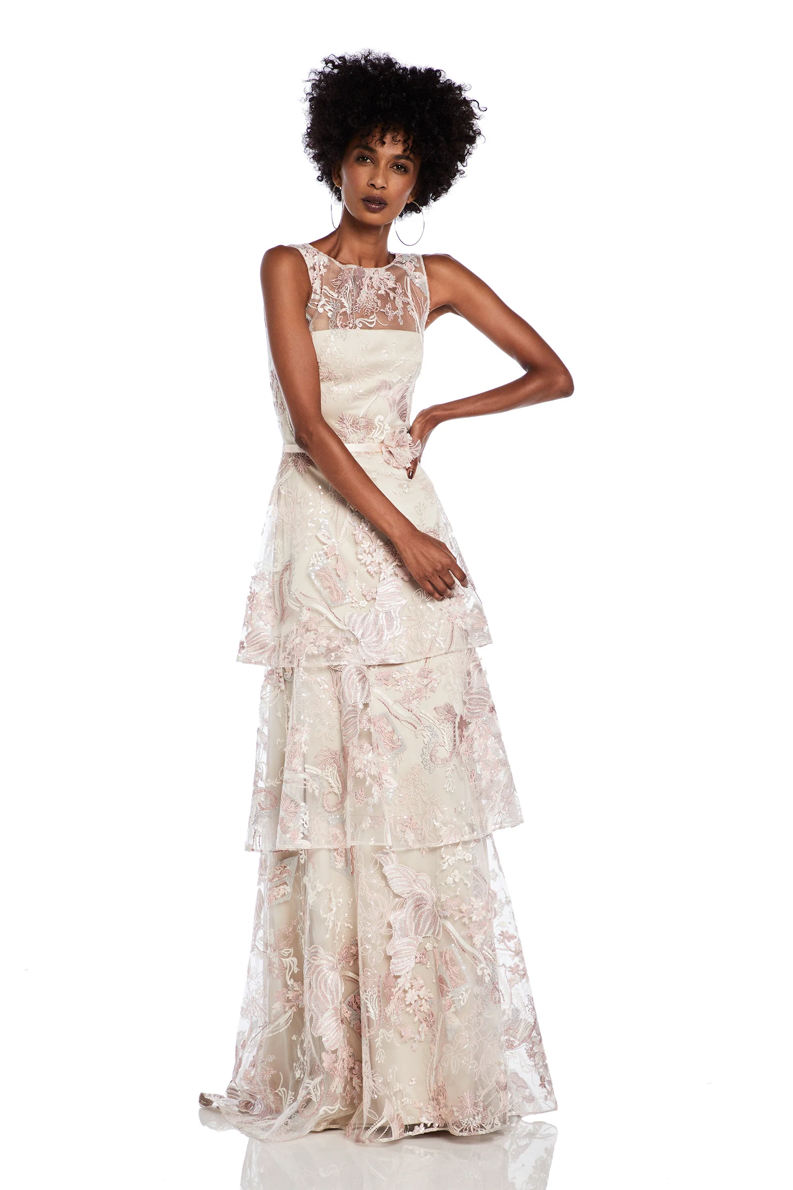 Sleeveless Bateau Neckline Gown