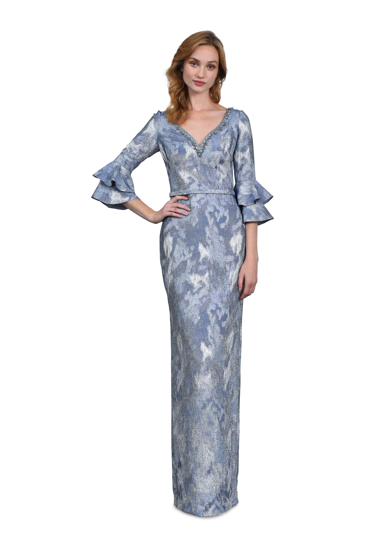 V Neck Column Gown