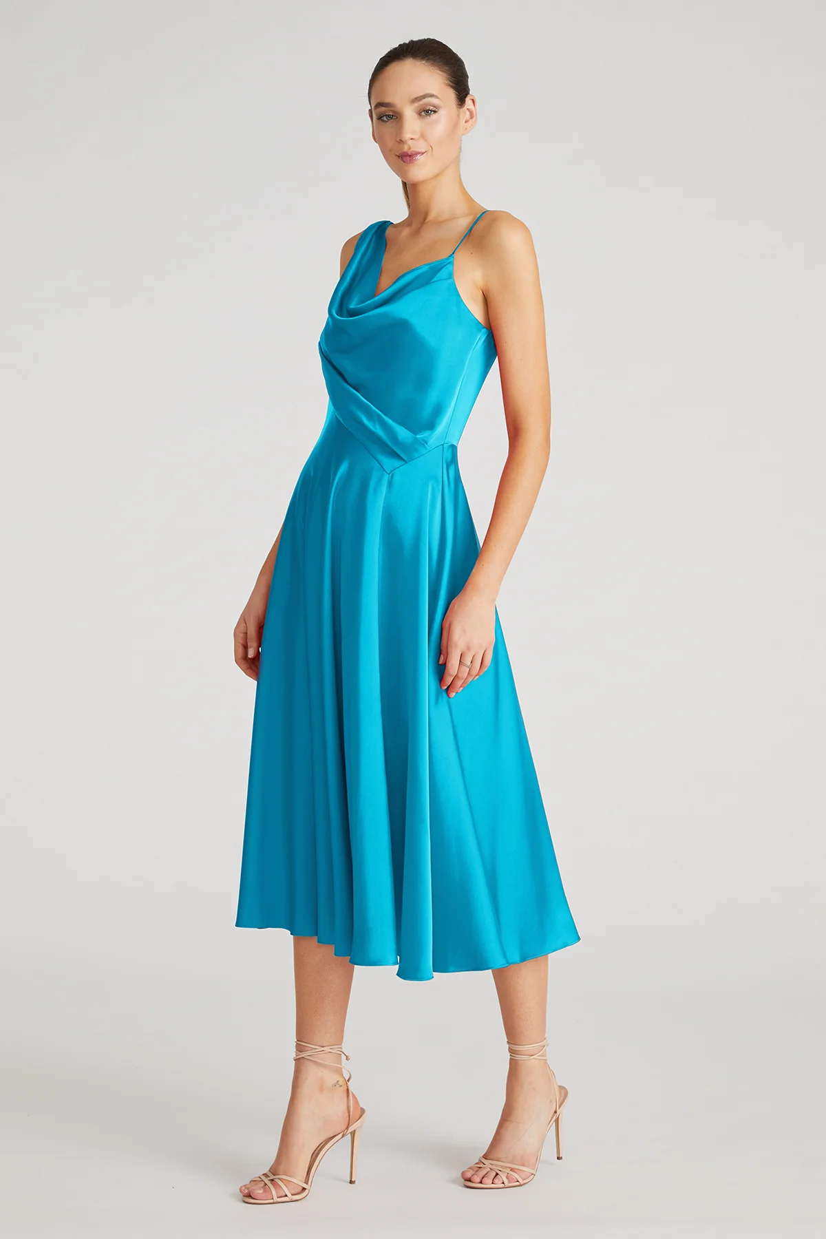 Hayden Satin A Line Midi Dress - Image 3