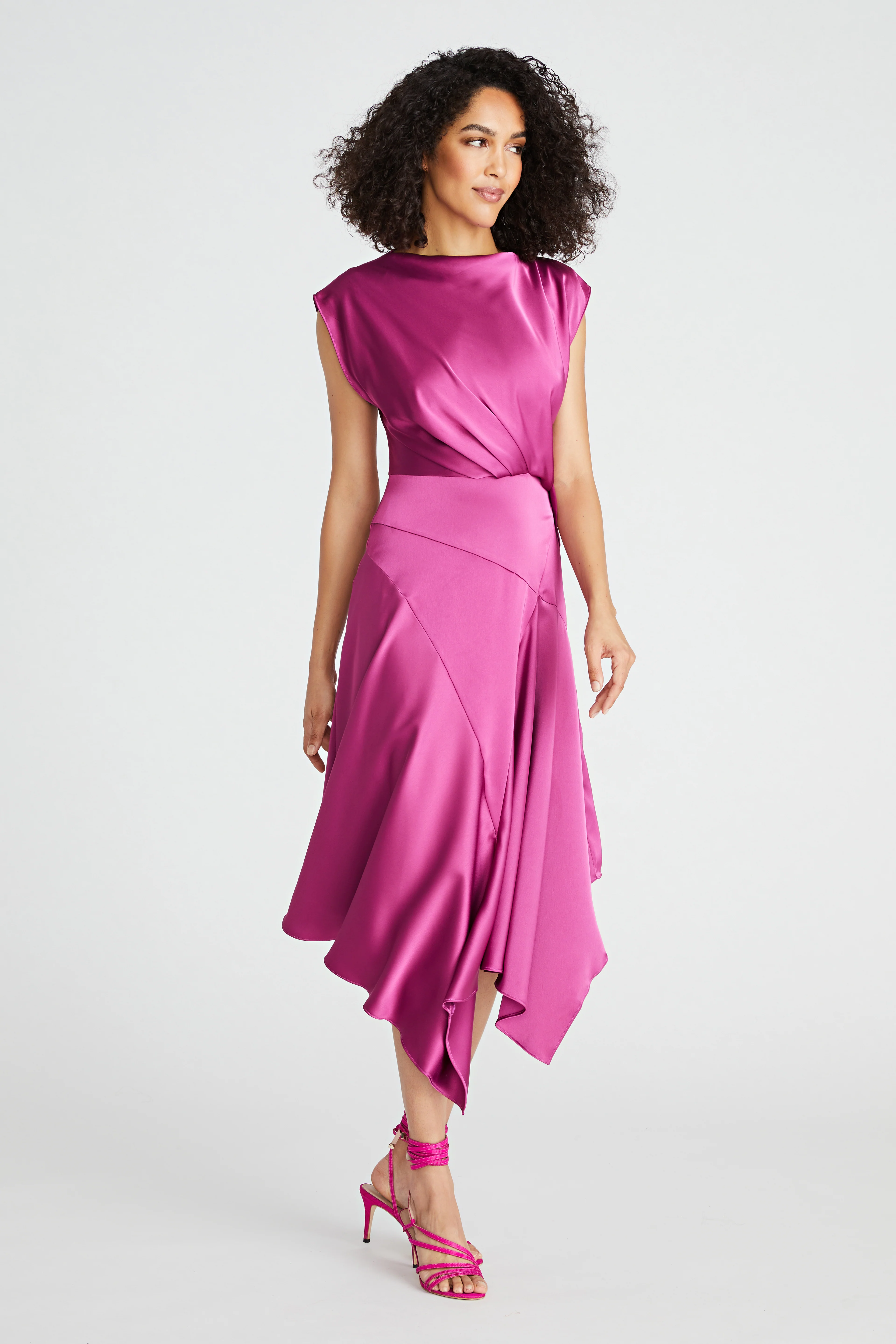 Isla Satin Draped Dress - Image 4
