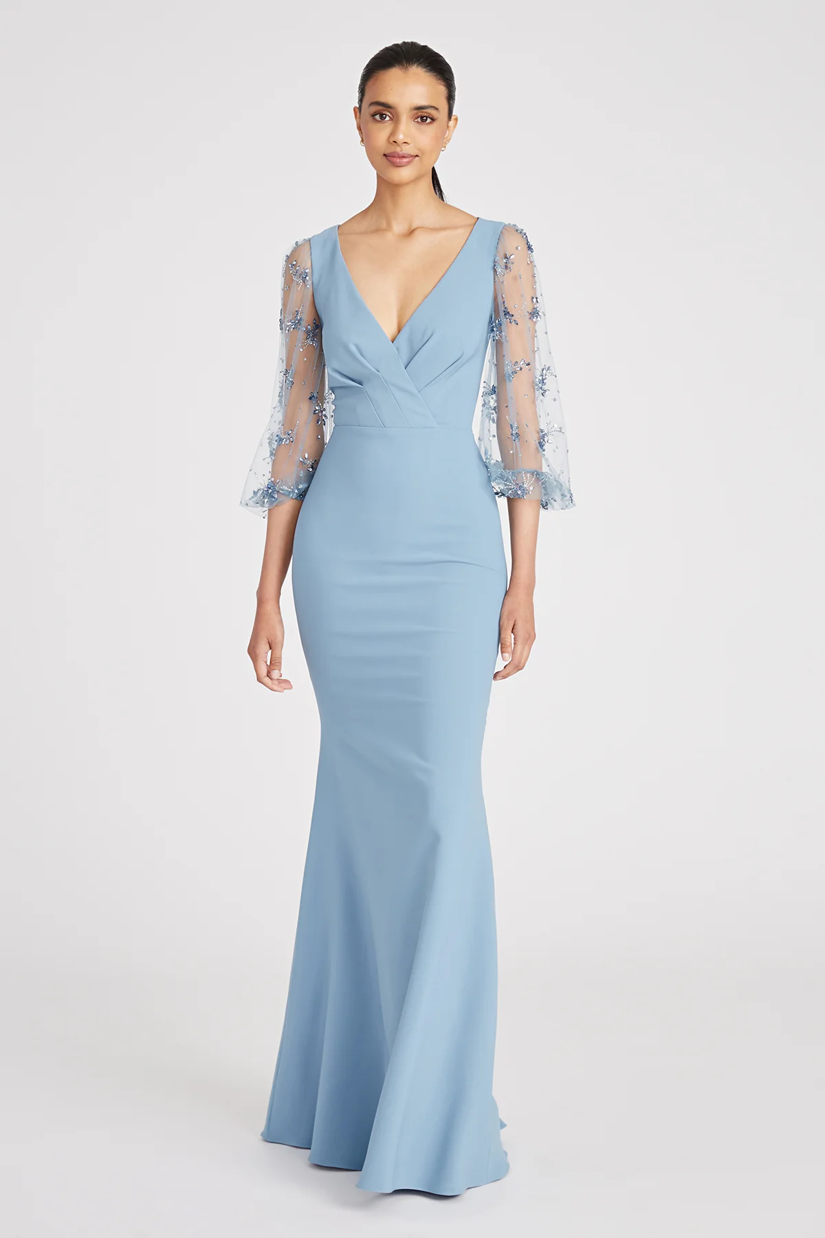 Kiera Beaded Puff Sleeve Gown