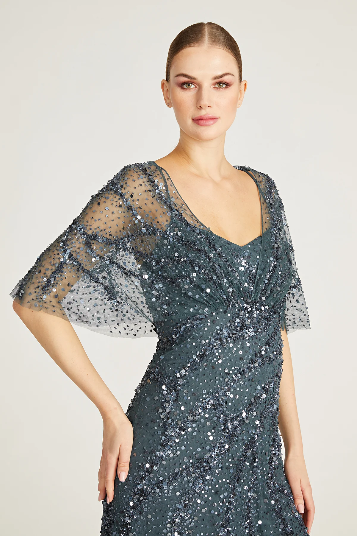 Lavinia Beaded Capelet Gown - Image 4