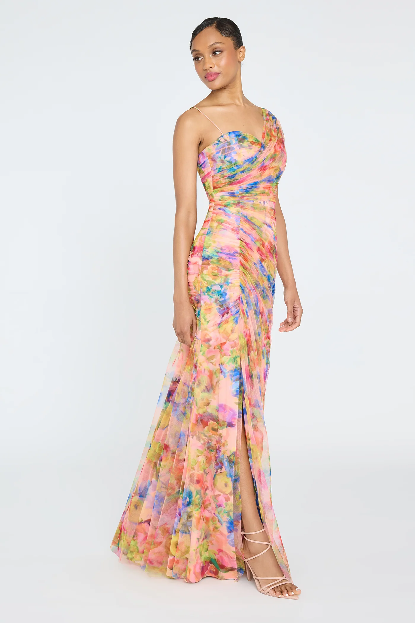 Macie One Shoulder Drape Gown - Image 3
