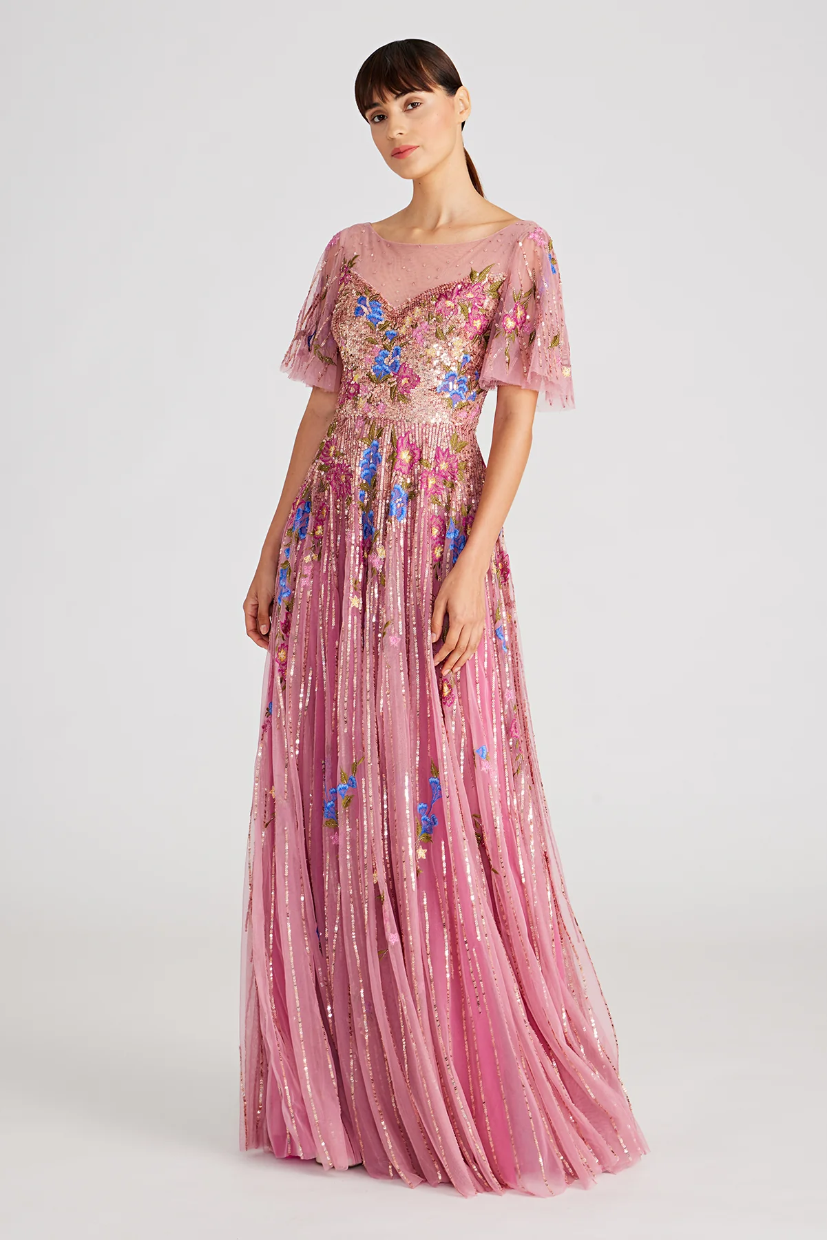 Maxine Bateau Neck Beaded Gown - Image 3