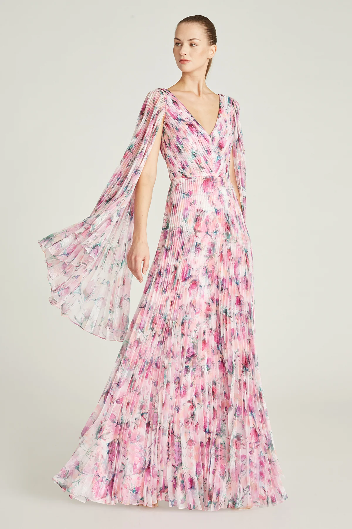 Melinda Pleated V Neck Gown - Image 6