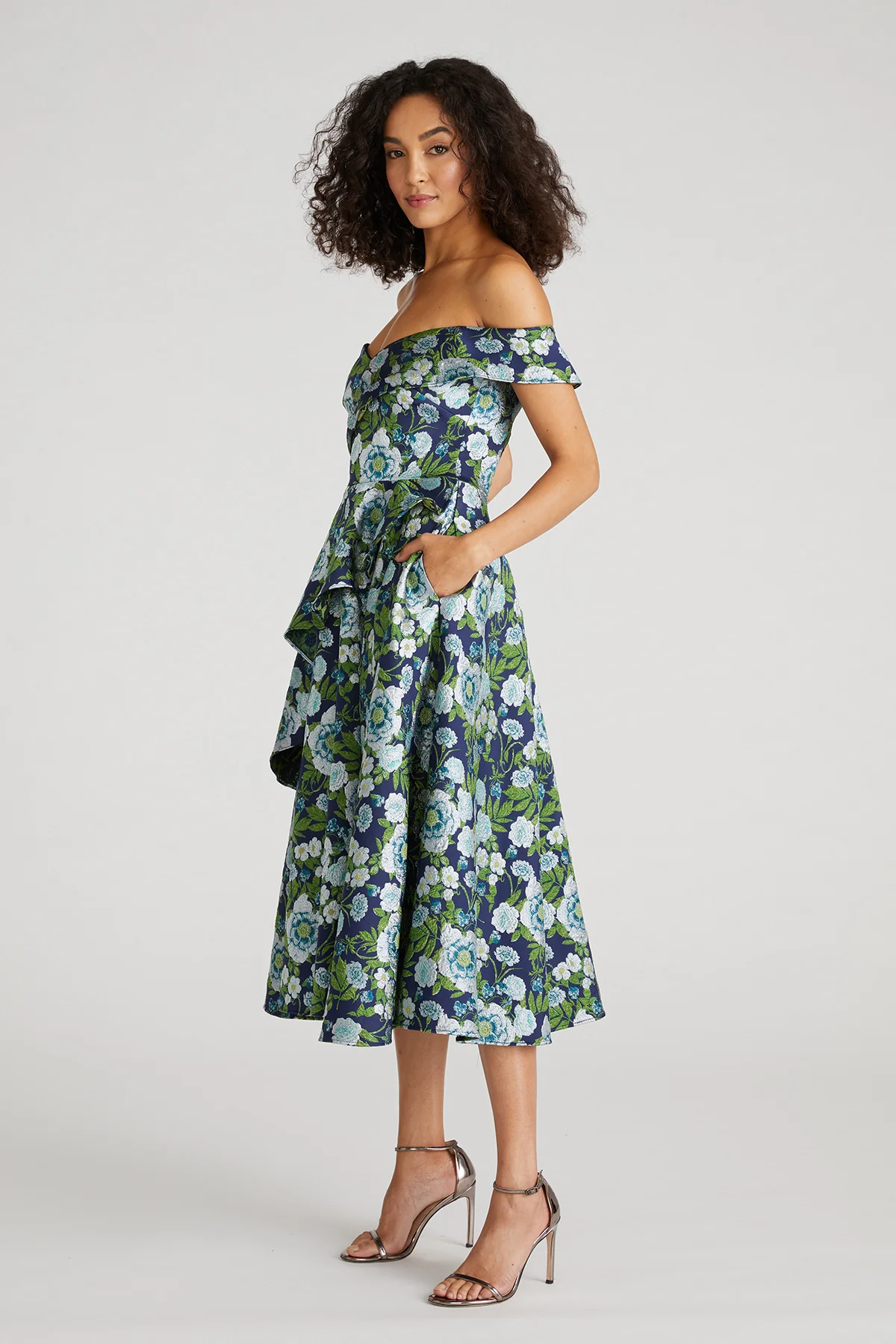 Tatum Peplum A Line Midi Dress - Image 4