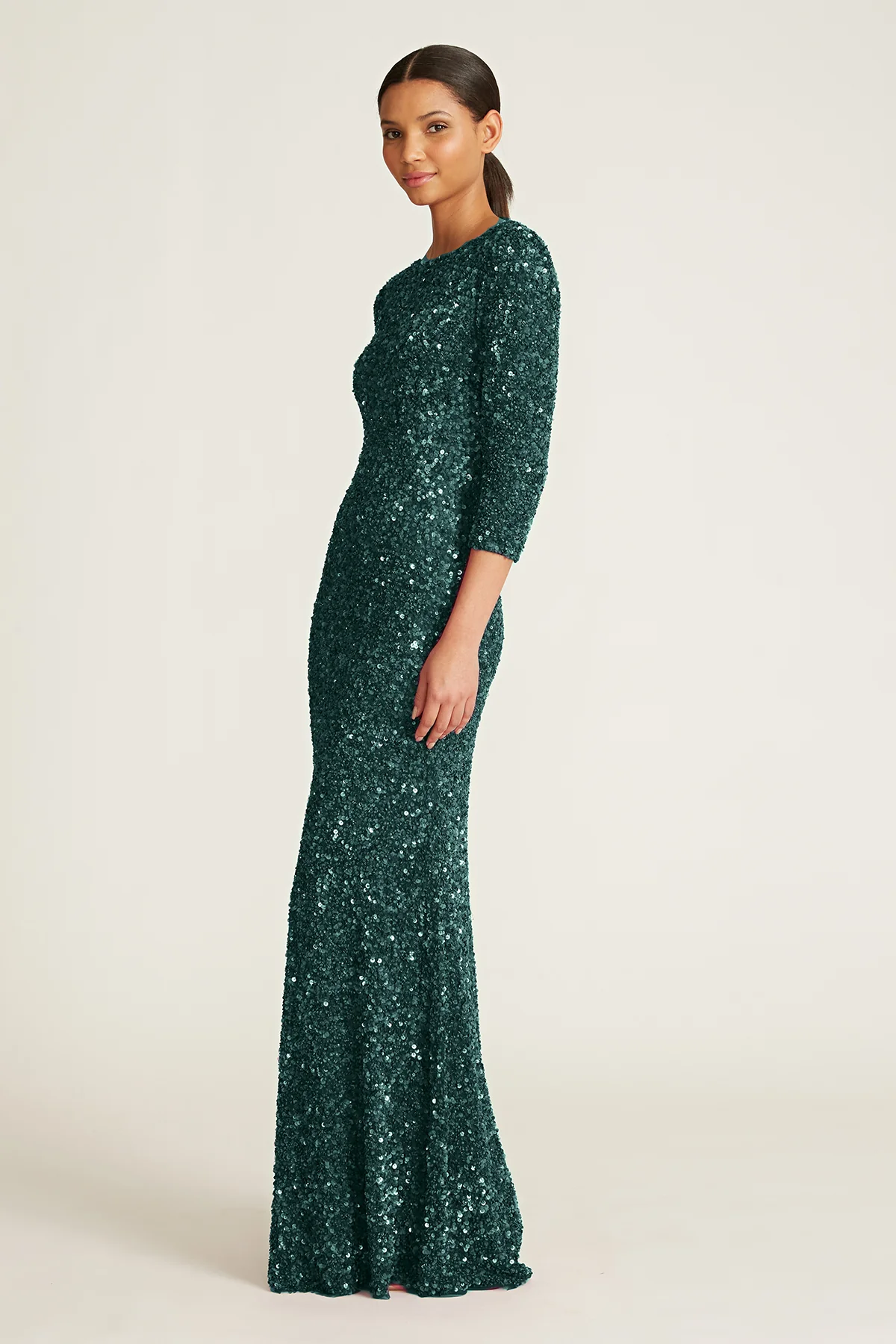 3/4 Sleeve Sequin Gown - Image 3