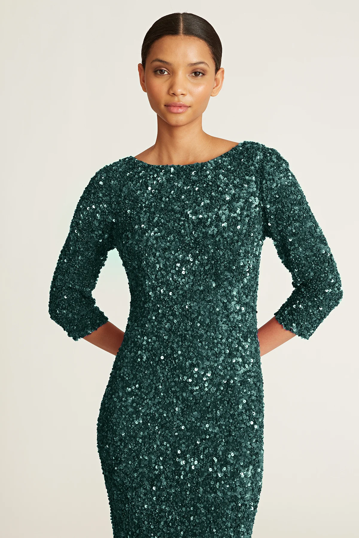 3/4 Sleeve Sequin Gown - Image 4