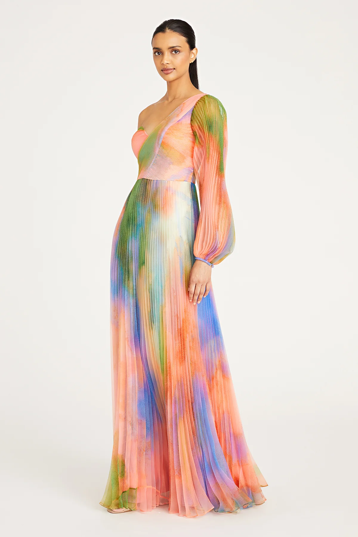 Elle One Shoulder Pleated Gown - Image 3