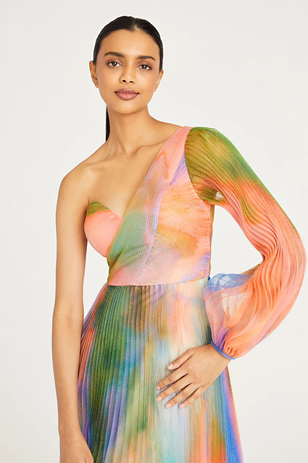 Elle One Shoulder Pleated Gown - Image 4