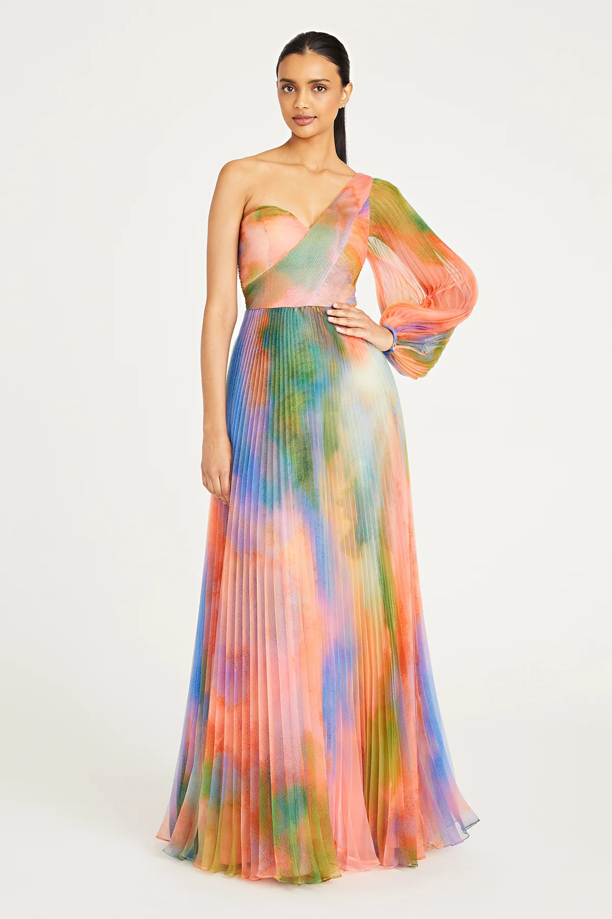 Elle One Shoulder Pleated Gown - Image 5