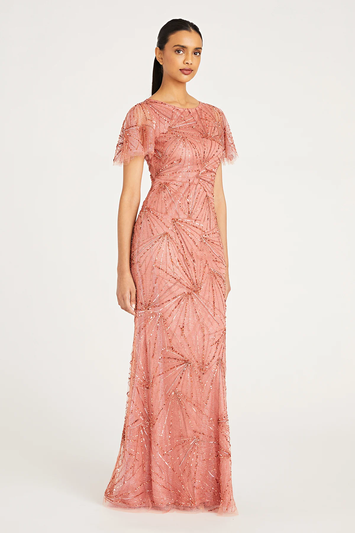 Esther Bateau Neck Beaded Gown - Image 3