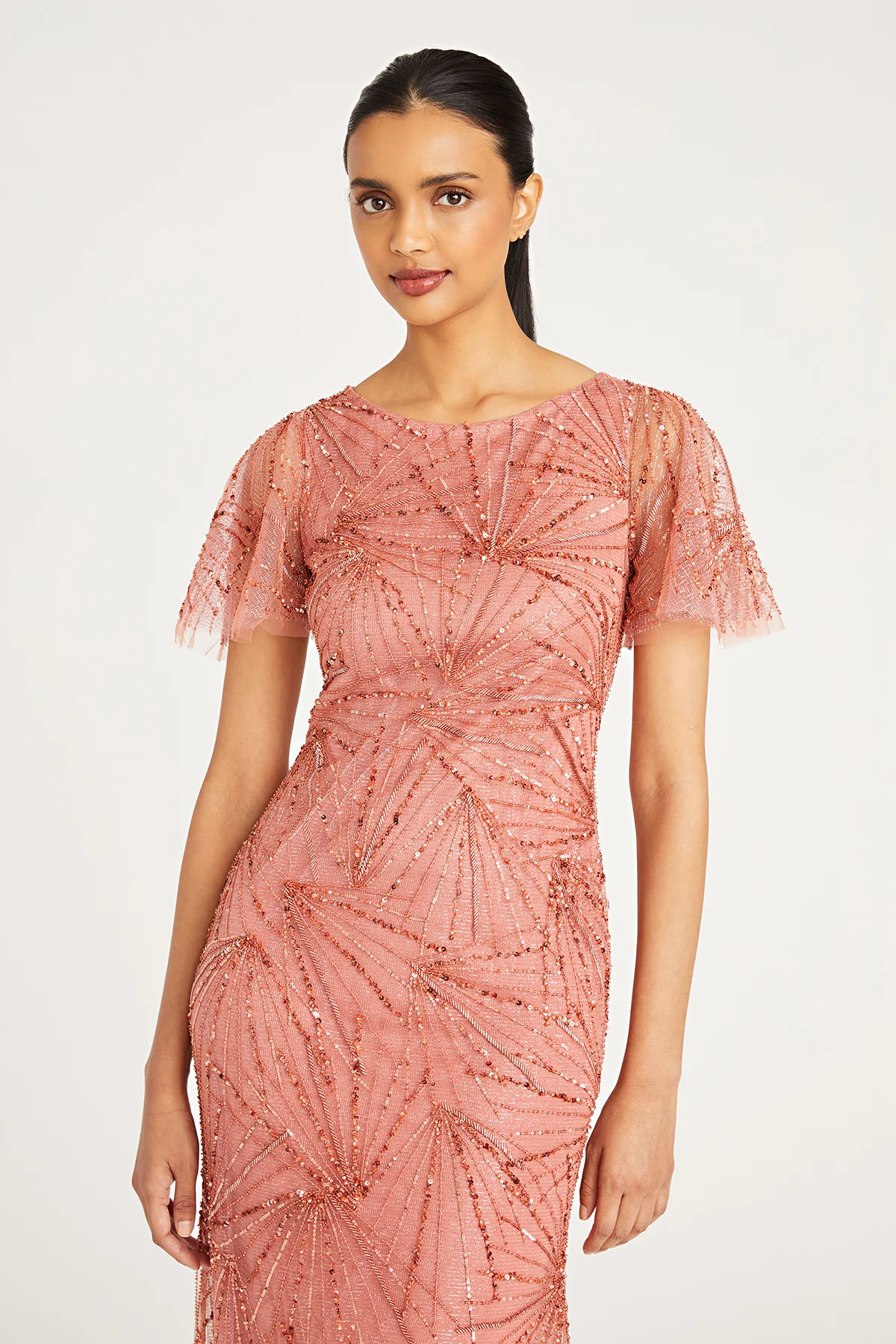 Esther Bateau Neck Beaded Gown - Image 4
