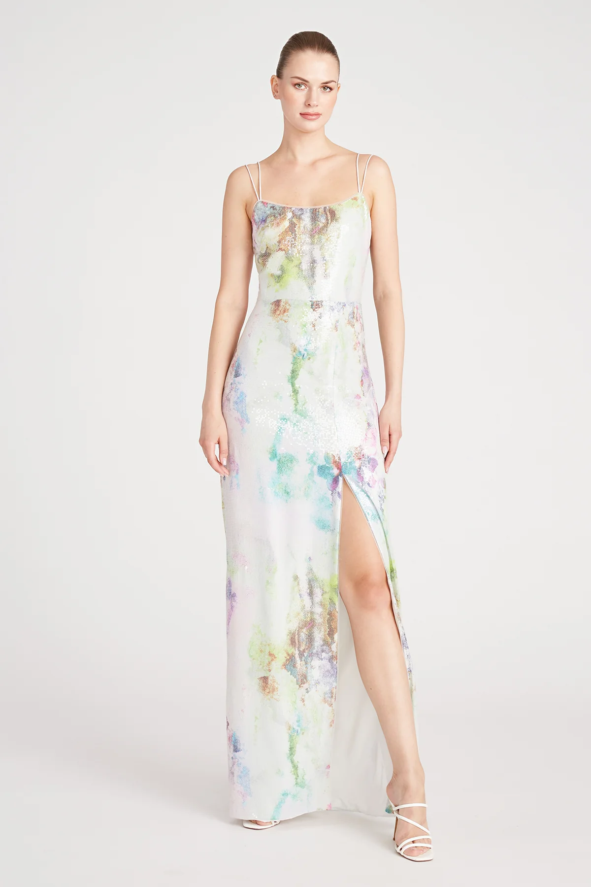 Evie Printed Sequin Gown
