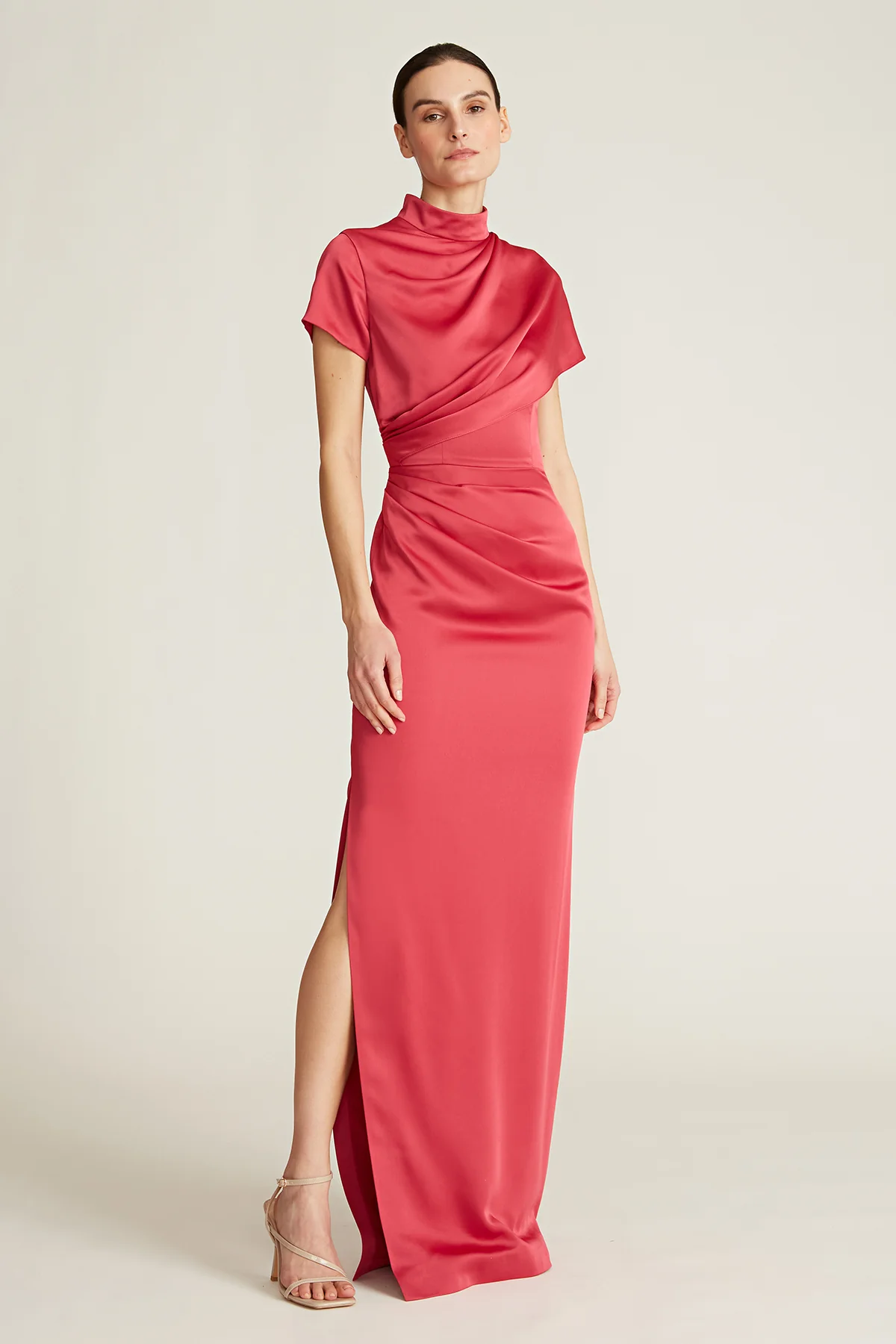 Kenzi Mock-Neck Draped Gown