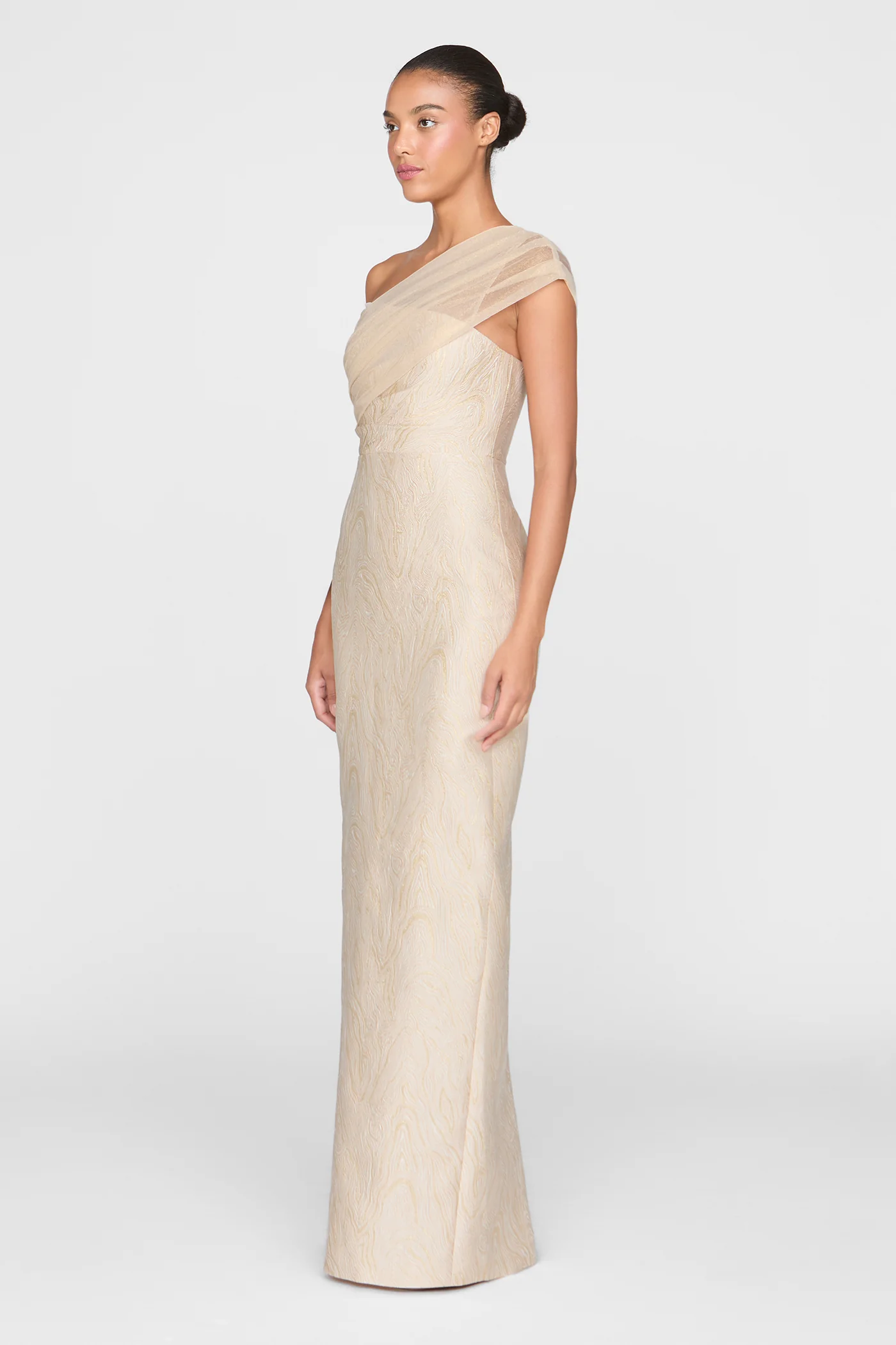 Zara Draped Shawl Column Dress - Image 4