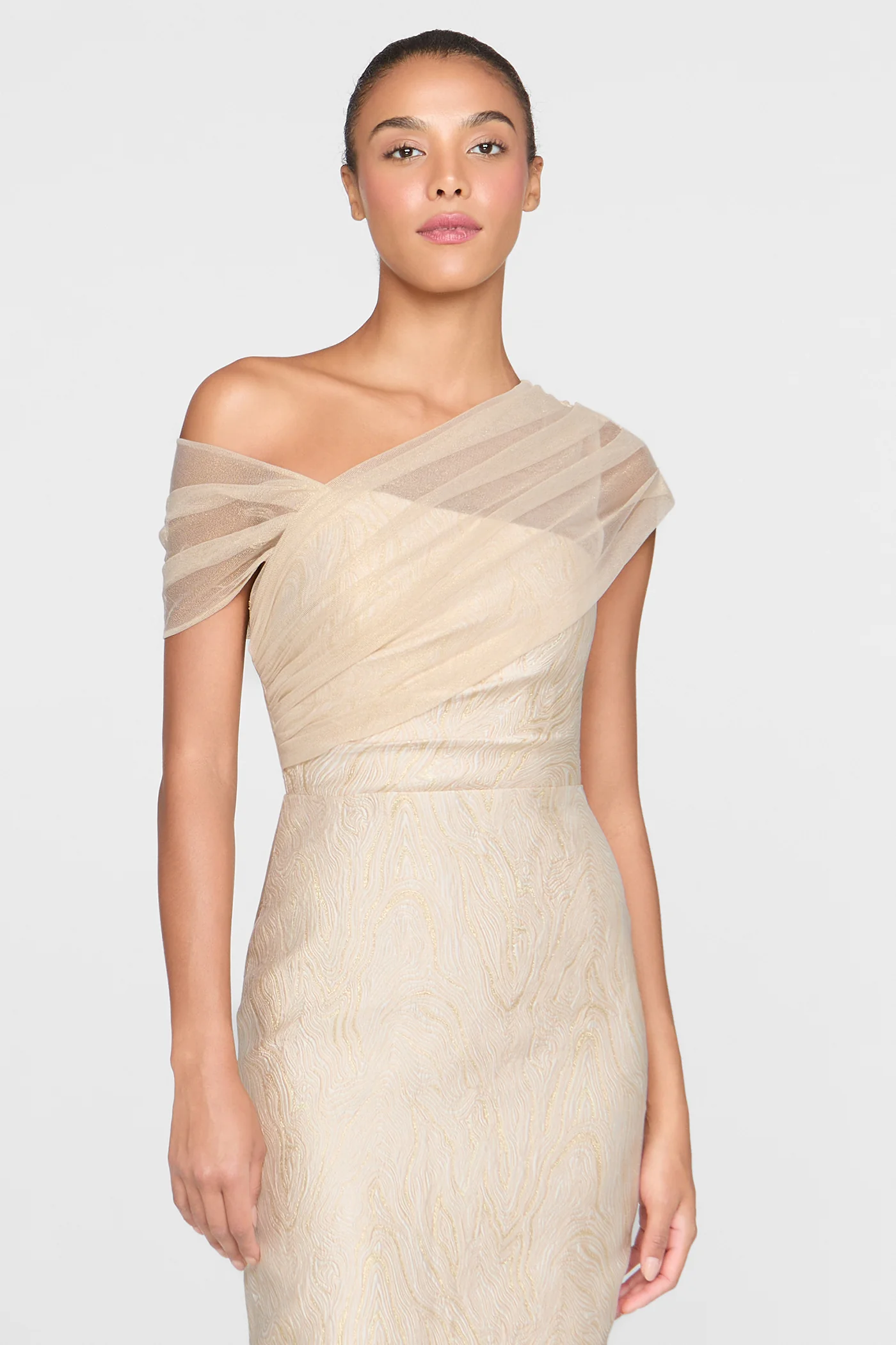 Zara Draped Shawl Column Dress - Image 5