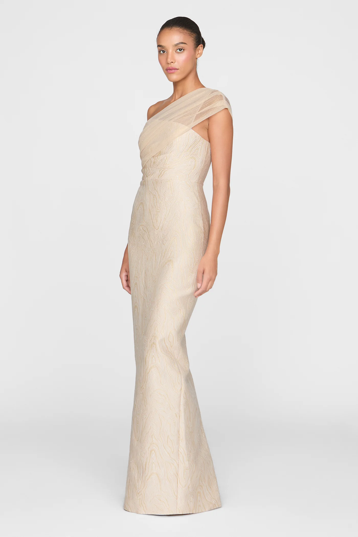 Zara Draped Shawl Column Dress - Image 6