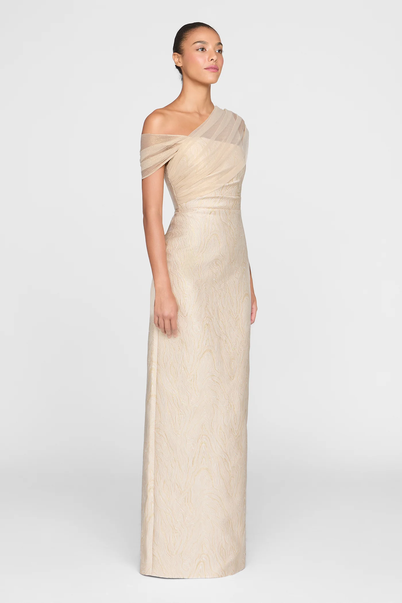 Zara Draped Shawl Column Dress - Image 7