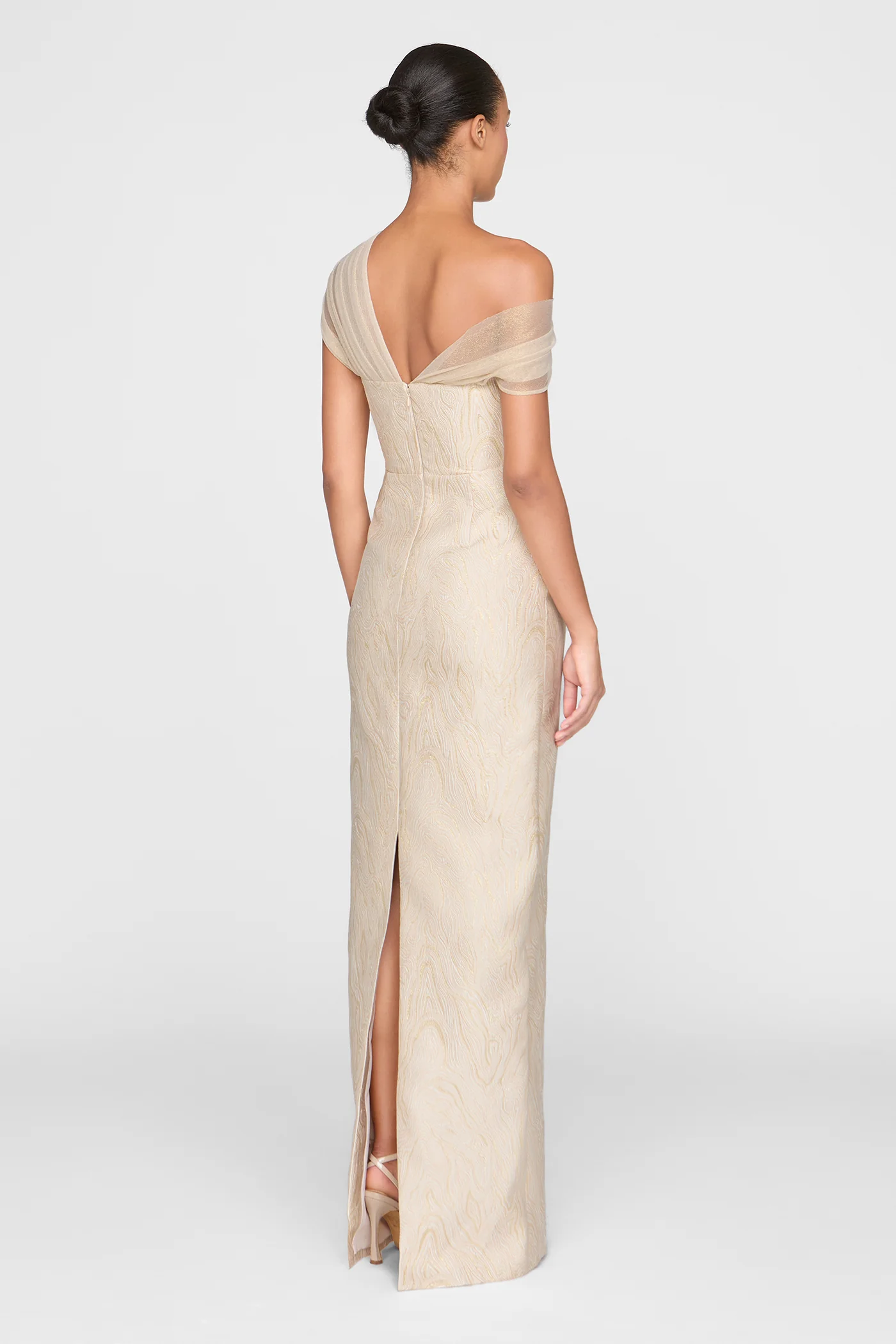 Zara Draped Shawl Column Dress - Image 9